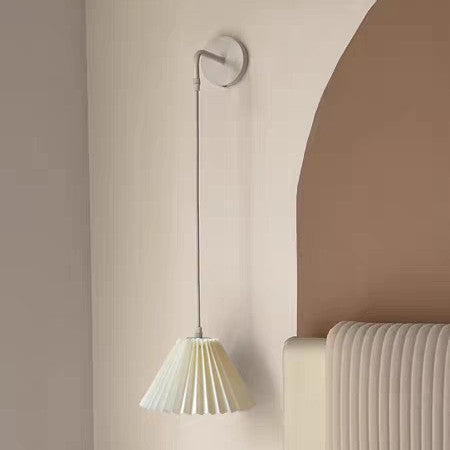 French cream style pleated wall lamp - bedroom bedside, cozy ambiance, tv background wall, study room, b&b pendant light
