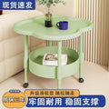 Cream style side table movable bedroom bedside table storage rack for home living room round table creative coffee table sofa side cabinet