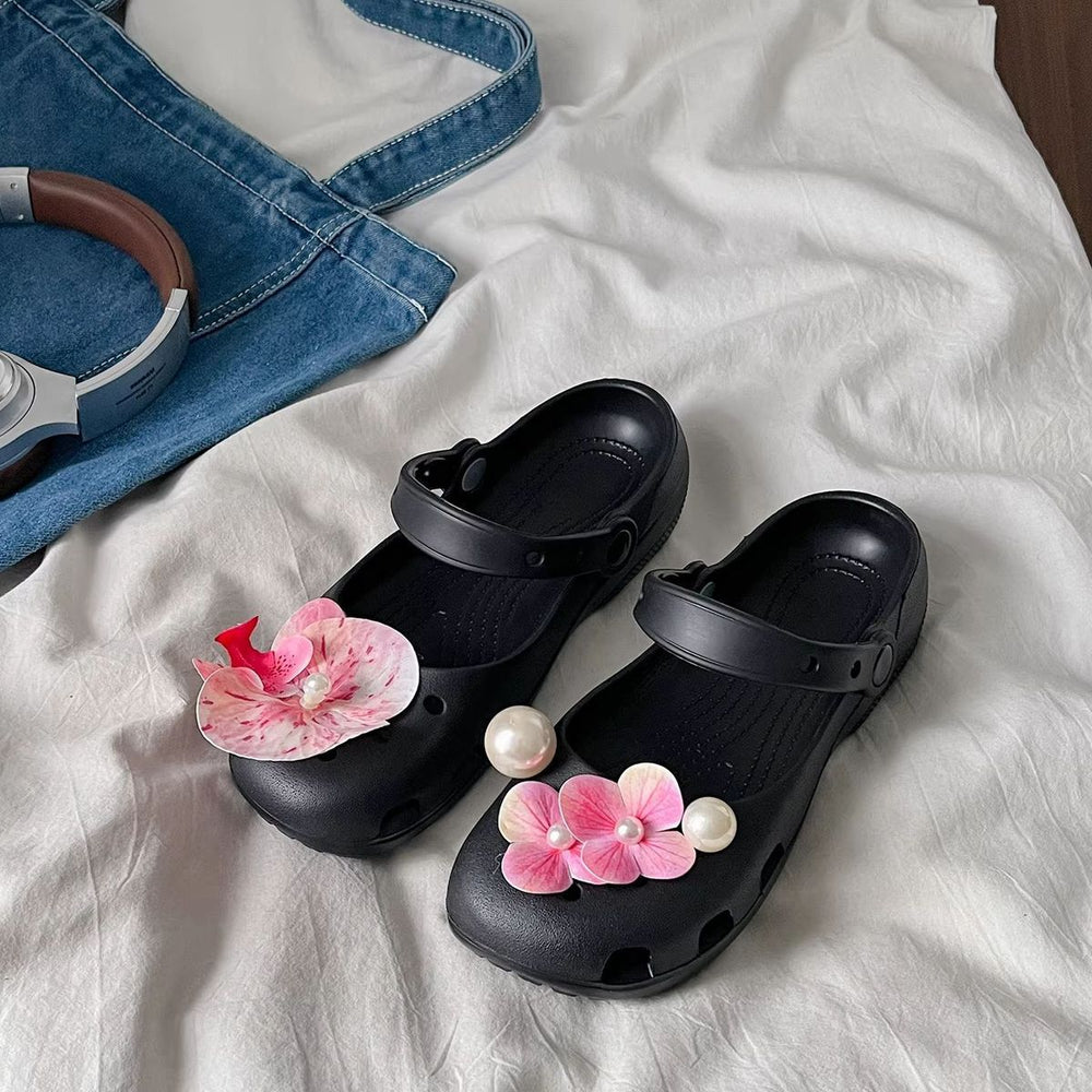 Ballet clogs new arrival slip-on cut out women's slippers summer sweet style seaside beach clogs women's shoes outwear