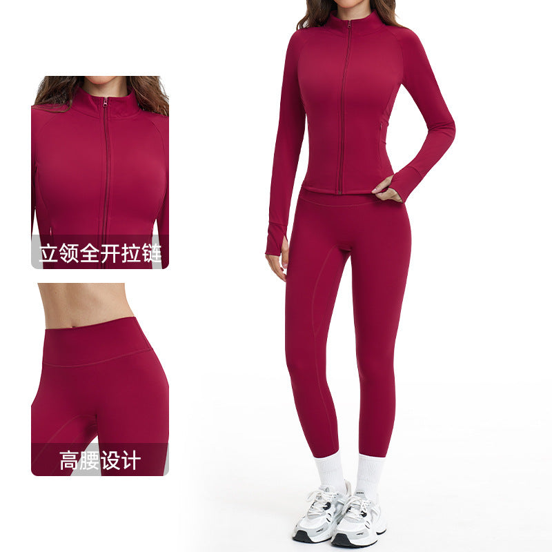 brushed new arrival yoga suit silmslimming look quick-drying fitness clothes outdoor running sports suit for women 4520