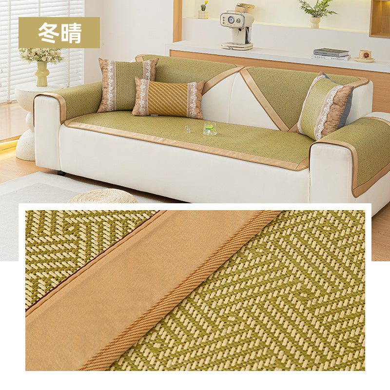 Cool feeling rattan cushion sofa cushion summer mat advanced feeling living room non-slip sofa cushion recliner backrest summer cushion cover