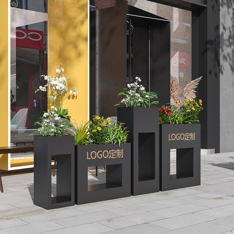 Outdoor wrought iron flower box combination restaurant partition flower stand square outside flower slot flower bed sales department rectangular flower bed
