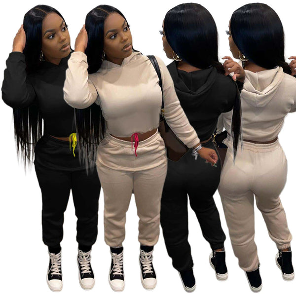YD-1098A1 special products are non-refundable and non-exchangeable, European and American women's clothing, fashionable and casual hooded two-piece set, women's clothing