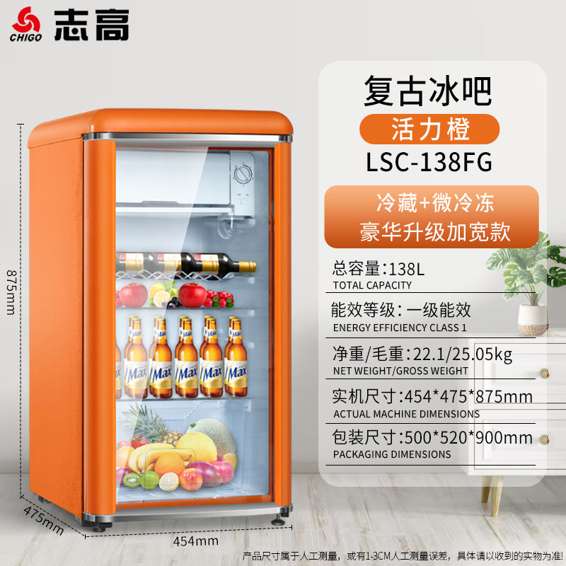 Chigo ice bar hotel b&b refrigerated ice bar small freezer transparent door refrigerator wine cabinet hotel small refrigerator