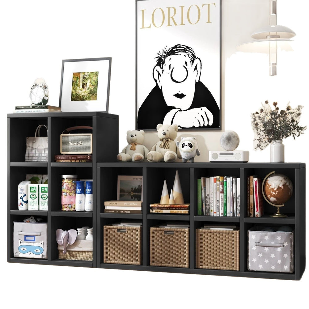 Steel grid cabinet bookshelf - wall-mounted, freestanding, 8-compartment storage unit for home, nursery, and book storage