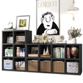 Steel grid cabinet bookshelf - wall-mounted, freestanding, 8-compartment storage unit for home, nursery, and book storage
