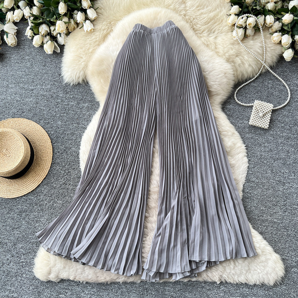 K-stylehigh waistpleatedcasualloose pants for women springwork clothing stylecasual pressed pantselegant multi-color