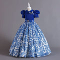 Exportnew arrival children's clothing chiffon retro pattern kids dress girl wearing waist princess dressgirl dress