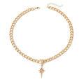 Hip-hop necklace wholesale european and american cross-border accessories for women simple eight-pointed star personalized cuban thick chain niche clavicle chain