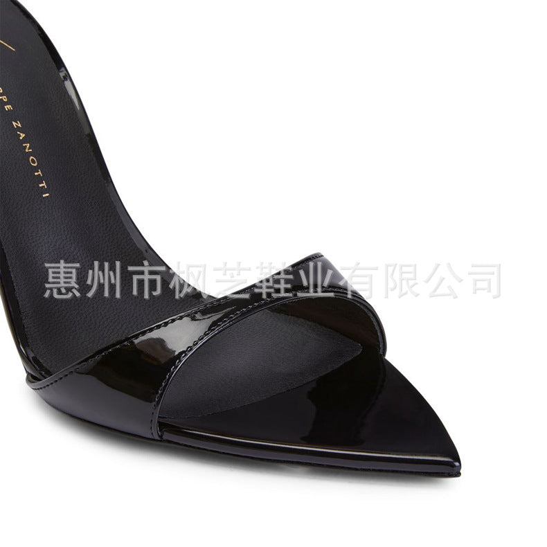 White pointed toe open toe stiletto high heel slippers slip-on cross-border fashion half drag outweareasiest for matchfashion style personalized