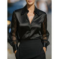 Wish bestseller: autumn new arrival solid color satin long sleeve blouse