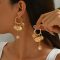 Wholesale big hoop earrings - european & american style, alloy sun & heart charms, light luxury, high-end pearl tassel earrings