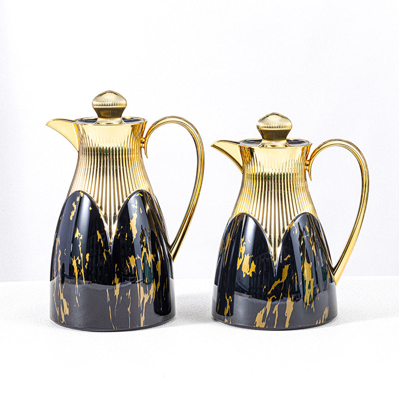 Wholesale cross-border luxury insulated kettle: large capacity coffee pot for home and commercial use, insulated water kettle with logo, gold teapot