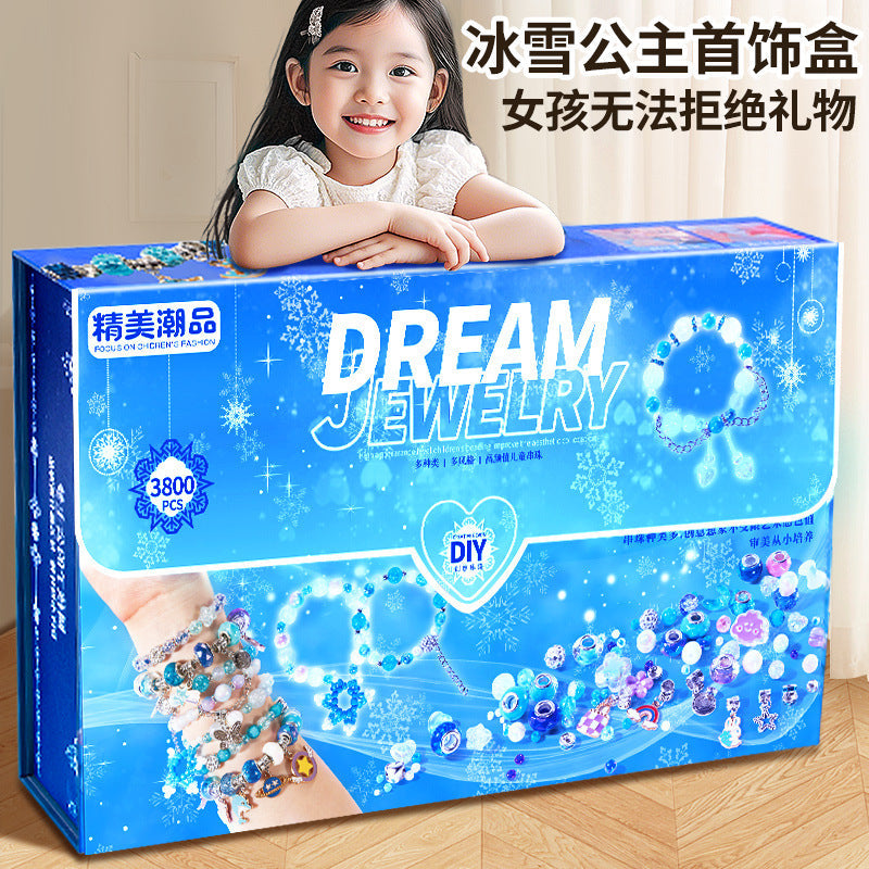 Children's Day Girls Jewelry Jewelry Box Puzzle DIY Beaded Toys Cartoon Play House Jewelry Birthday Gift