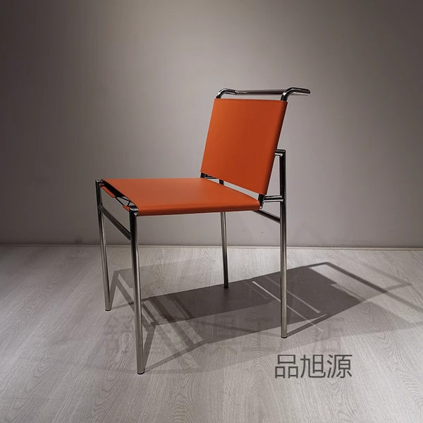 Nordic chain store cafe creative leisure wrought iron chair Internet celebrity milk tea shop marble dining chair leather backrest stool