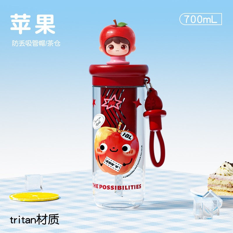 New tritan baby-grade high-temperature resistant plastic cup - student water bottle, portable and shatterproof fruit tea cup for summer school