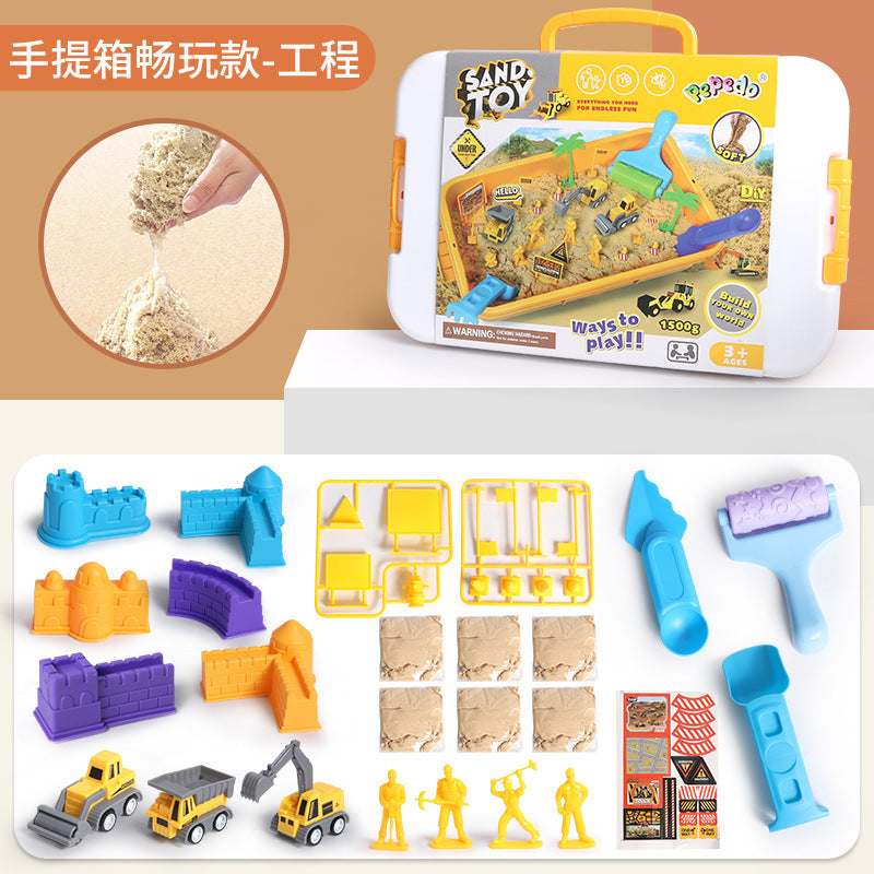 New children's space-themed sand art storage box set - cake castle suitcase pretend play molding sand toy