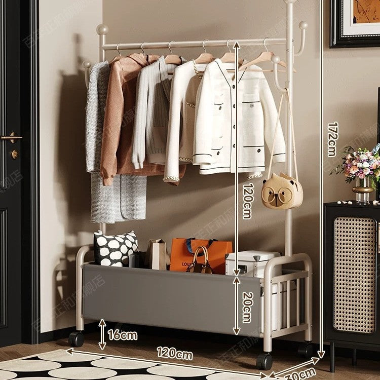 Popular floor-to-ceiling drying rack, multi-functional clothes hanging rod, indoor bedroom removable storage bedside coat rack