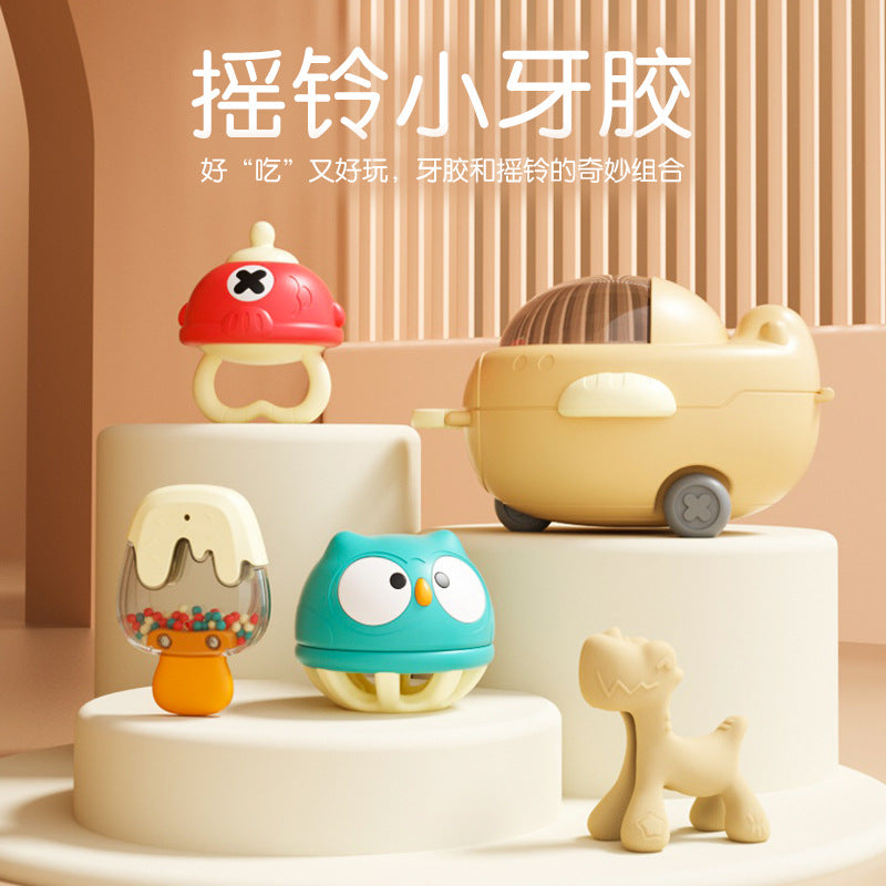 Cross-border baby rattle, newborn toothpaste set, baby grinding teeth can be gnawed, birth gift box set, toy.