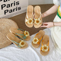 Sweet floral slides for women - summer beach sandals, korean style, trendy student design, non-slip fashion slippers, soft sole shoes