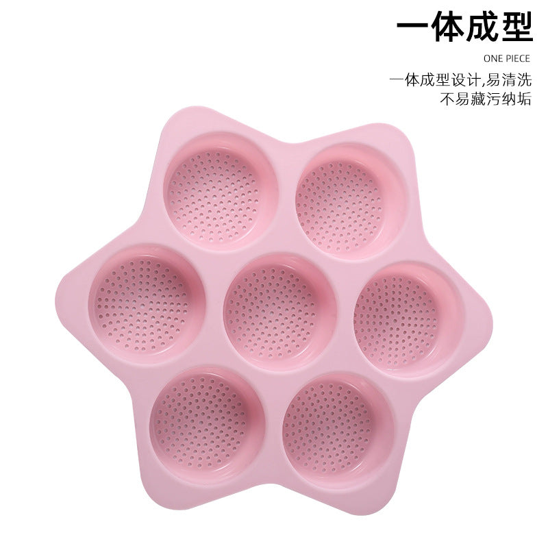 in stock new silicone hamburger baking pan breathable cut out hamburger mold 7-hole silicone bread mold