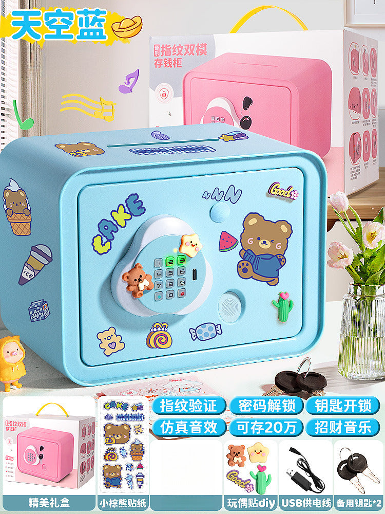 Piggy Bank 2024 New Children's Girls Only Can't Get In Safe Cabinet Boys Large Capacity Password Box Savings