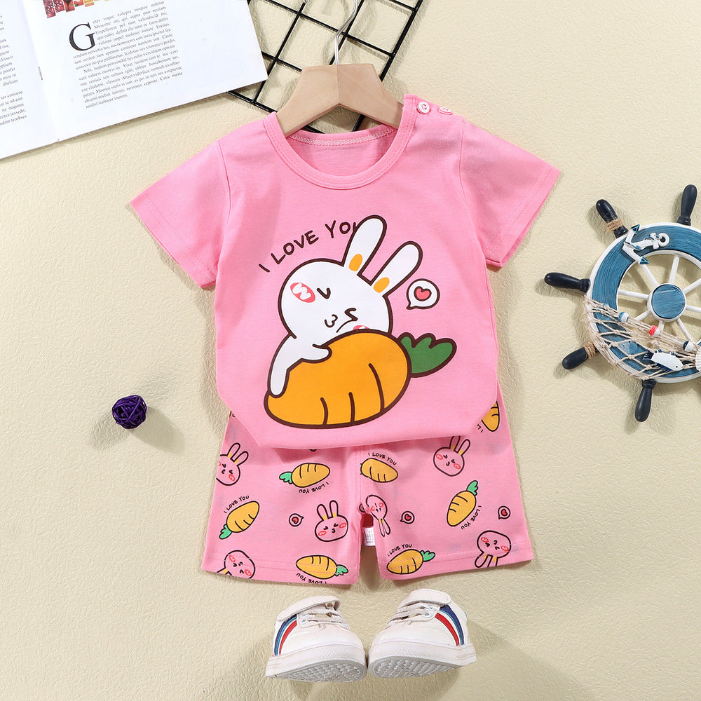 summer new arrival: 100% cotton kids' short-sleeve t-shirt and shorts set - korean style infant and toddler two-piece outfit