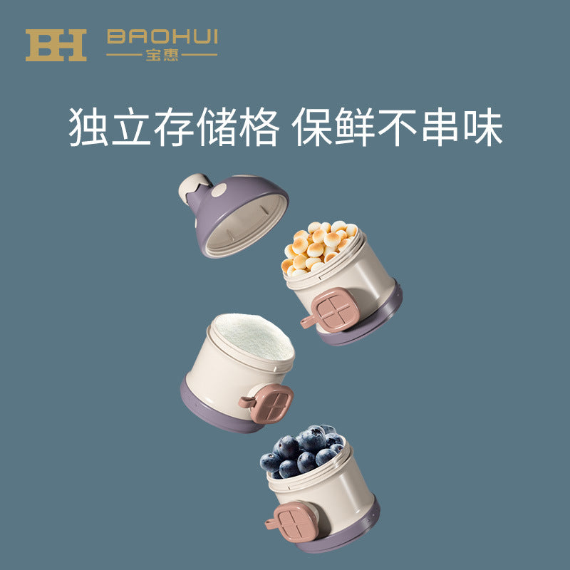 Babylon elephant direct - individually layered formula dispenser: three-tier, side-opening, portable, and airtight food storage container for baby formula