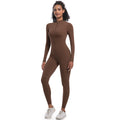 European and american style zipper nude feel long sleeve bodysuit yoga outfit - quick dry, compression, high-intensity running fitness activewear for women