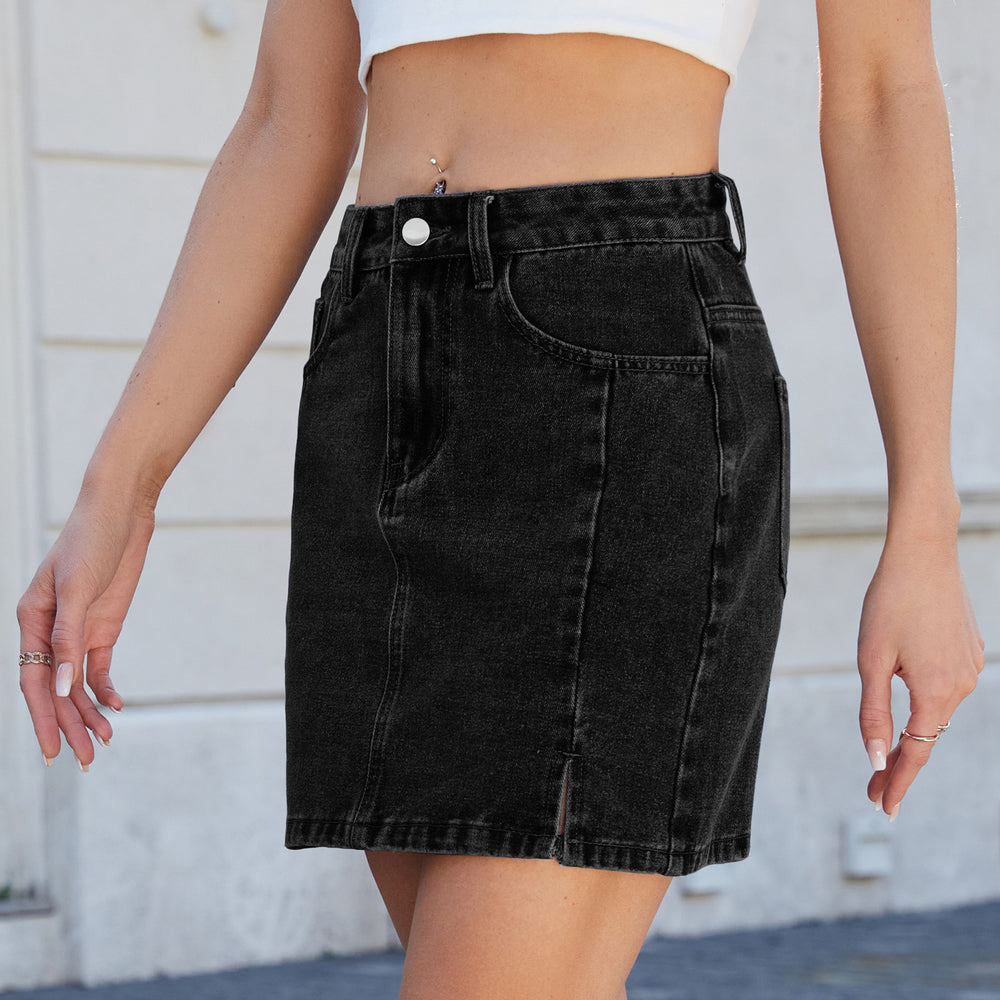 Fashion cross-border export   washed new arrivalfashion slit denim hip skirt short skirt for women