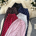 K-stylehigh waist polka dot lazy feeling strappystraight-leg pants for women  spring summer lazy styleslimming lookelegantcasual pants