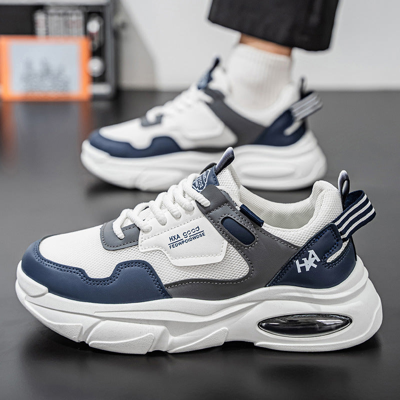 Men's shoes 2026 new spring collection: chunky platform height increasing casual versatile running sneakers, breathable mesh, anti-slip dad shoes