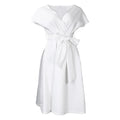 C8483 cross-border women's clothing  new v-neck ruched waist tie-up sexy dress fashion european and american style evening gown