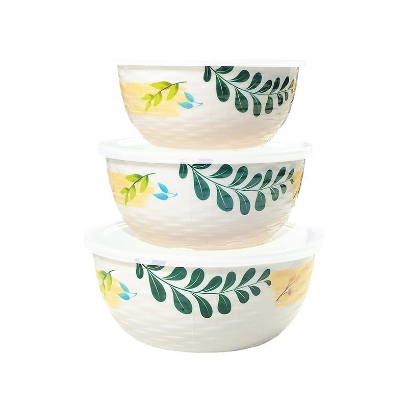 Bowl set Fresh-keeping bowl Instant noodle bowl Melamine tableware Lunch box Imitation porcelain round soup bowl with lid Sealed bento box