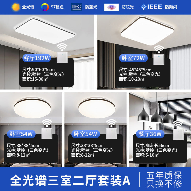 Led ceiling light - rectangular living room lamp, office desk lamp, bedroom main light fixture - full spectrum eye protection