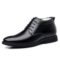 Men's winter cotton shoes, fleece-lined warm thickened leather boots, thick fleece fur integrated boots, business soft leather high-top shoes