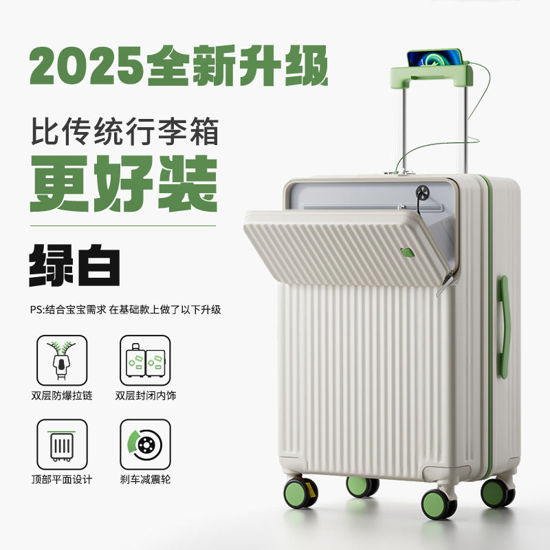 Front open suitcase female 2025 new strong and durable thickened suitcase 26-inch password password box male