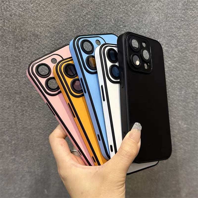 applicable iphone 17 pro max minimalist vegan leather phone case, iphone 16 full-coverage lens film, anti-drop hard case