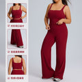 European and american plus size straight-leg yoga outfit set - high elasticity, breathable, quick-drying activewear for women's outdoor running and fitness