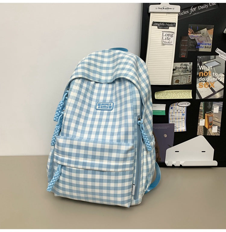 Wholesale women's backpack - fresh & chic school backpack for middle and high school students - plaid design, large capacity, new 2025 collection