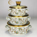 Factory direct sales cross-mirror hot-selling enamel large 3pcs pot set, high-quality soup pot, double-ear soup pot, high-quality pot set