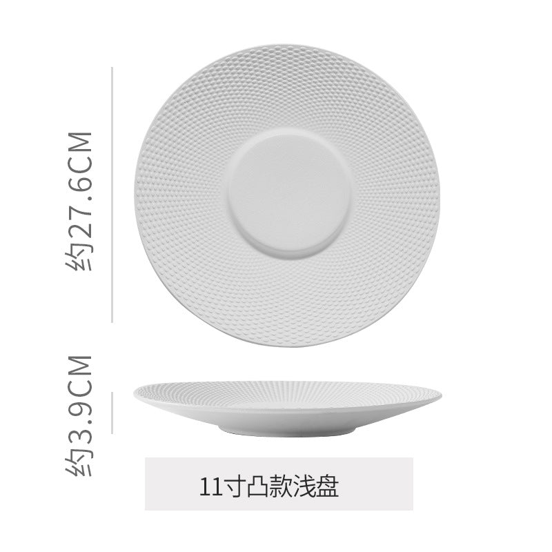Hotel personalized frosted ceramic western dinnerware set - minimalist solid color polka dot business dinner plates