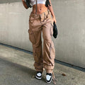 fashion  new arrivalfall and winter women's american street hip-hop style denim workwearpantscasual pants trendy