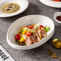 Scandinaviancasual style pure white ceramic salad bowl for home cold dish western food plate hotel business ceramic dessert pasta bowl