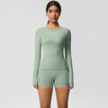 new arrival: seamless, barely-there long-sleeve t-shirt yoga set - quick-dry, breathable, outdoor running & fitness apparel