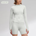 Autumn yoga long sleeve activewear fashion fitness jacket slim fit women's top zipper sun protection breathable outerwear