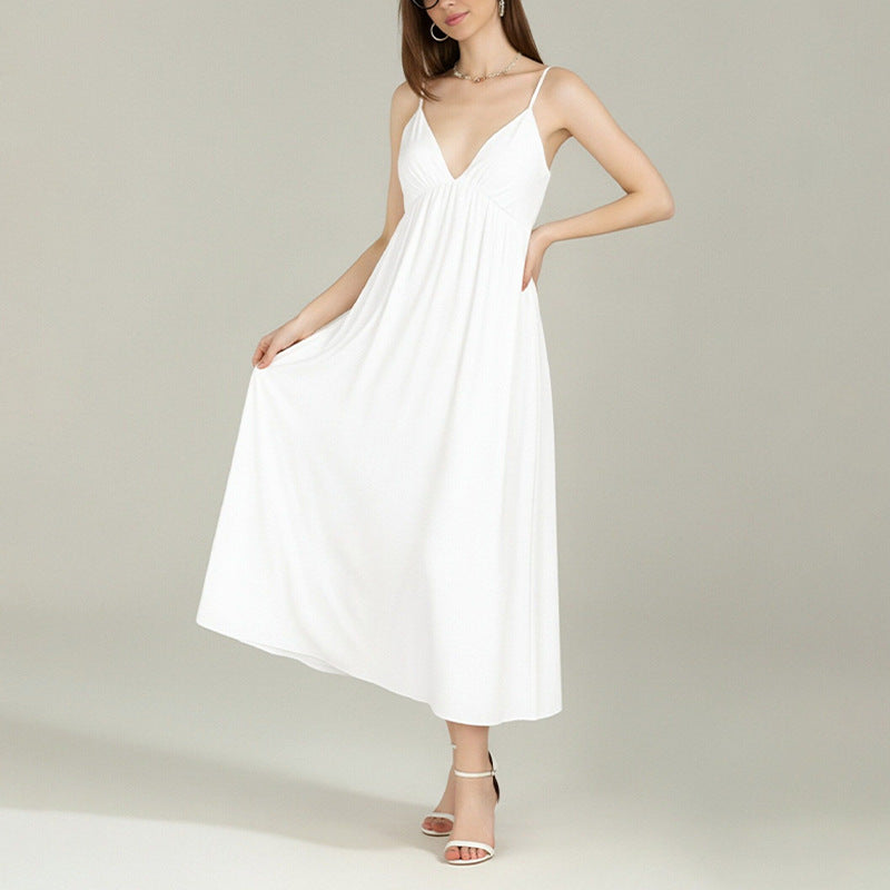 cross-border european and american women's clothing: new summer dresses for women - fashionable and sexy backless solid color camisole dress 661