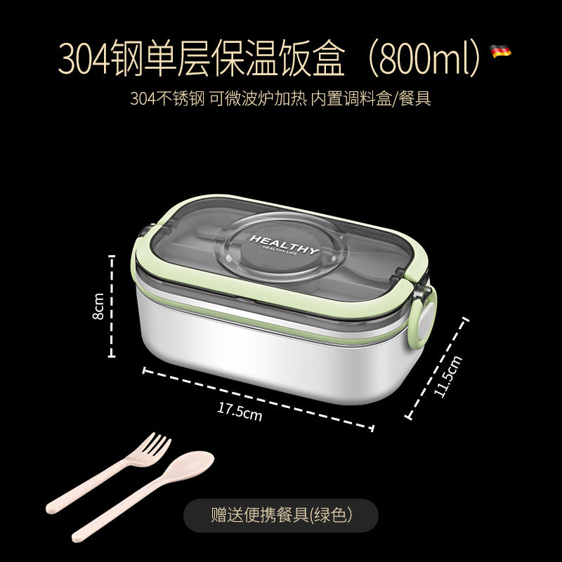 304 stainless steel multi-layer fresh-keeping bento box, portable lunch box for office workers, can be heated in microwave oven and insulated lunch box