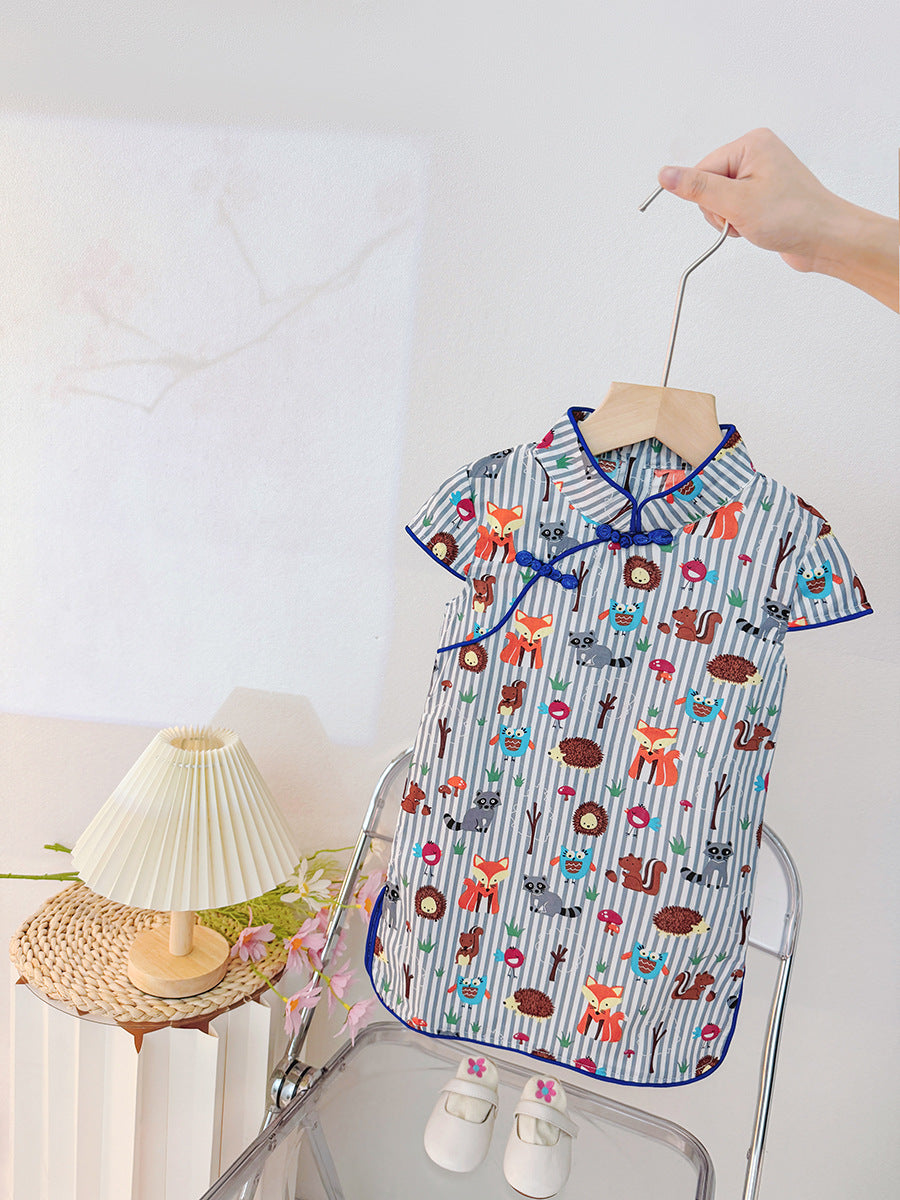 Baby girl cheongsam dress summer new style princess dress 1-2-3-4-5 years old toddler hanfu girl summer outfit