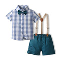 Boys' summer short-sleeve outfit: new summer gentleman's style, stylish baby trendy clothes, children's plaid shirt set